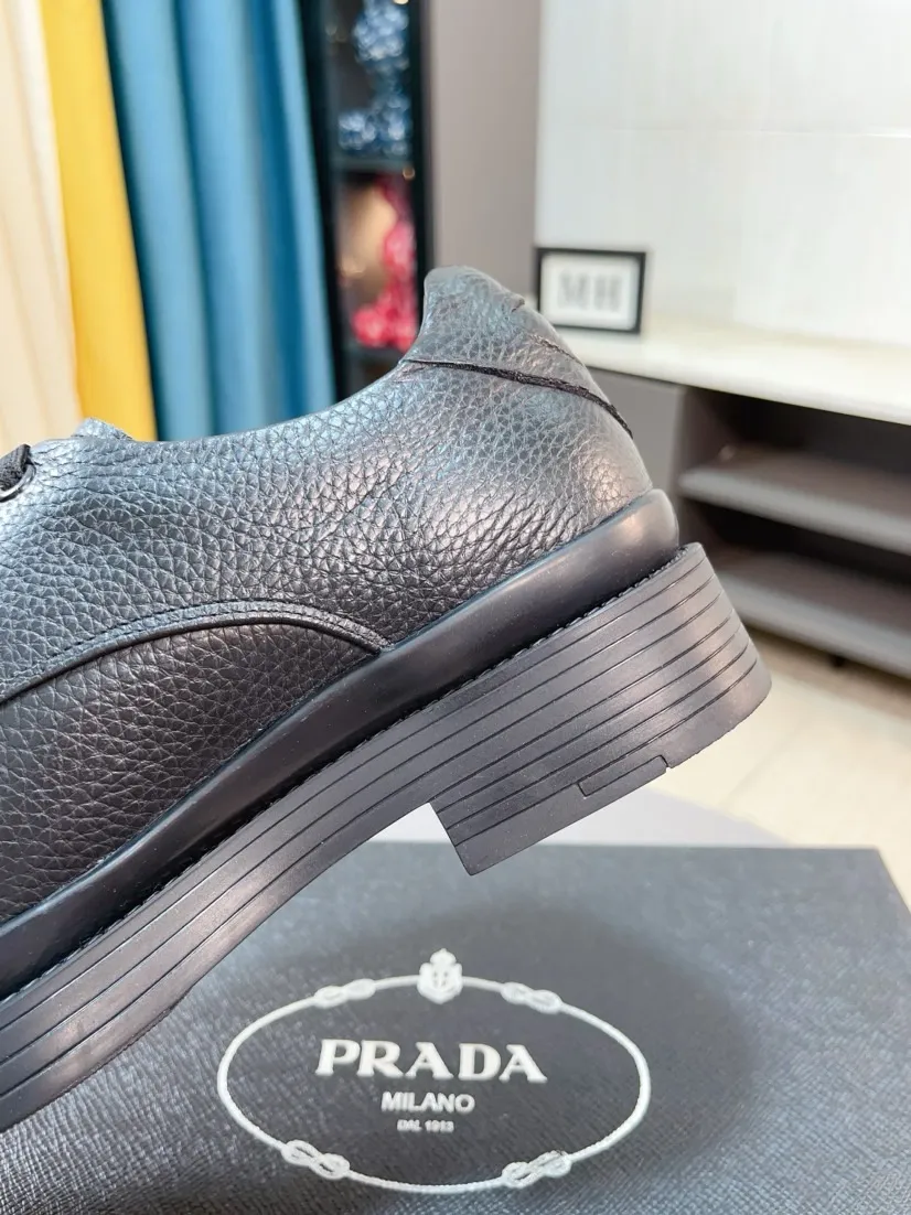 Men's shoes 💰540🌹🌹 [Men's shoes 💰pRADA Prada leather shoes] Top purchasing agent Original imported Italian custom-made open-edge beaded cowhide leather surface, ➕Fully imported water-dyed breathable cowhide lining, original factory special molded sole, super comfortable, code number: 38-44